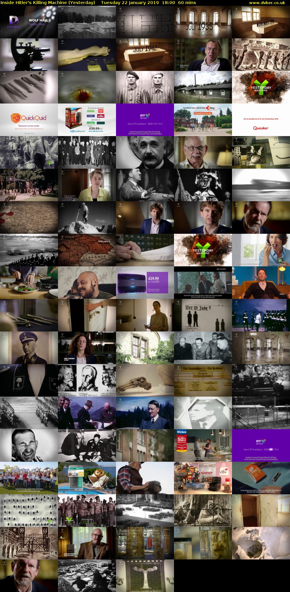 Inside Hitler's Killing Machine (Yesterday) Tuesday 22 January 2019 18:00 - 19:00