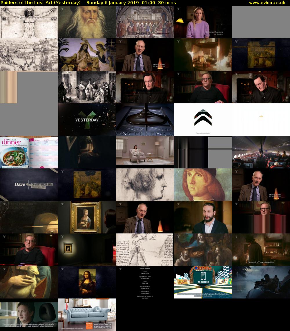 Raiders of the Lost Art (Yesterday) Sunday 6 January 2019 01:00 - 01:30