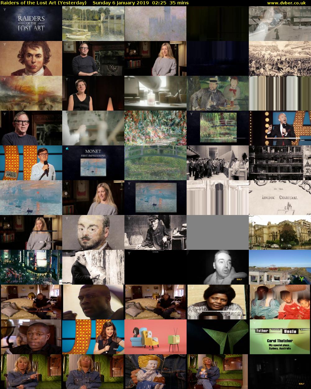 Raiders of the Lost Art (Yesterday) Sunday 6 January 2019 02:25 - 03:00