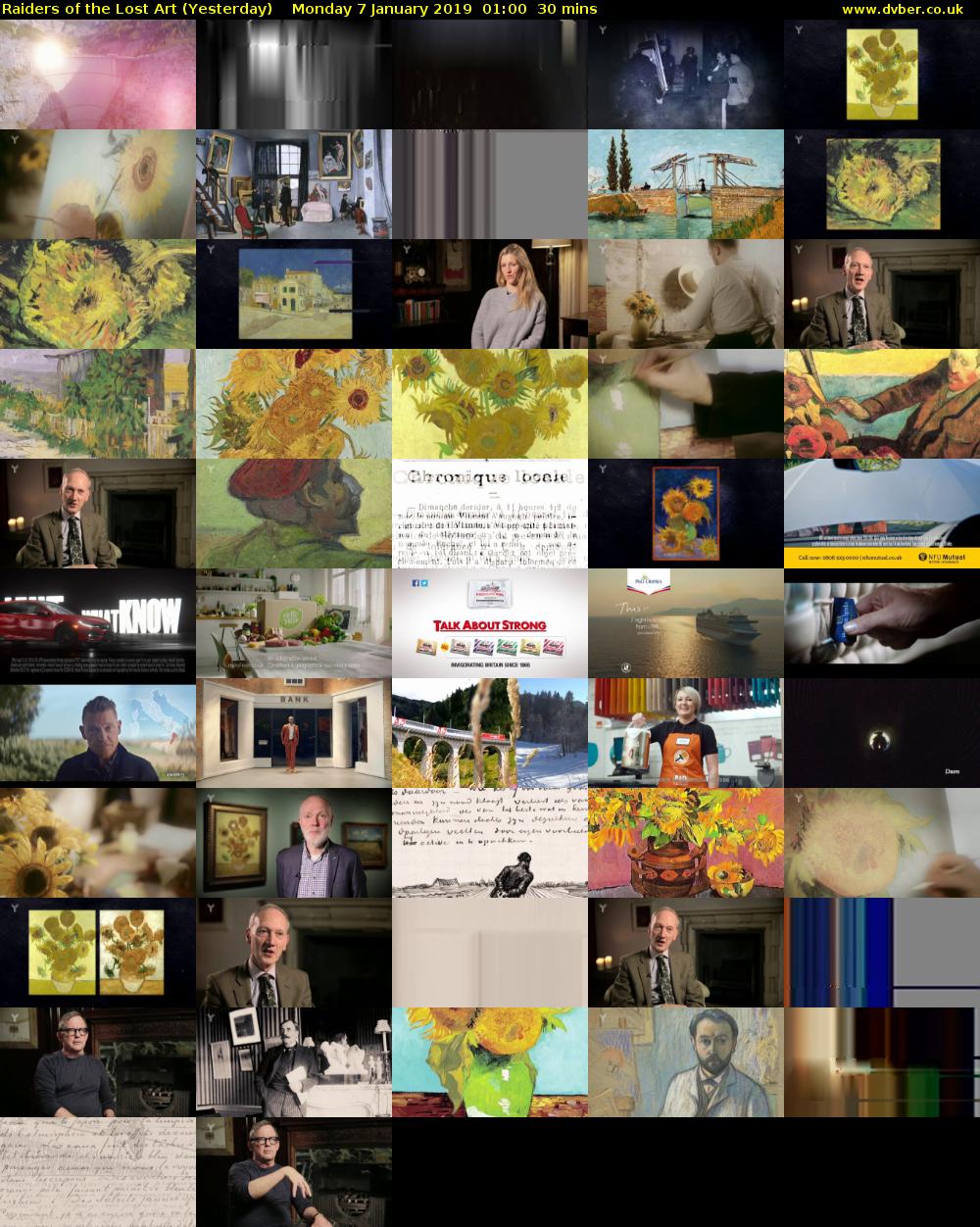 Raiders of the Lost Art (Yesterday) Monday 7 January 2019 01:00 - 01:30