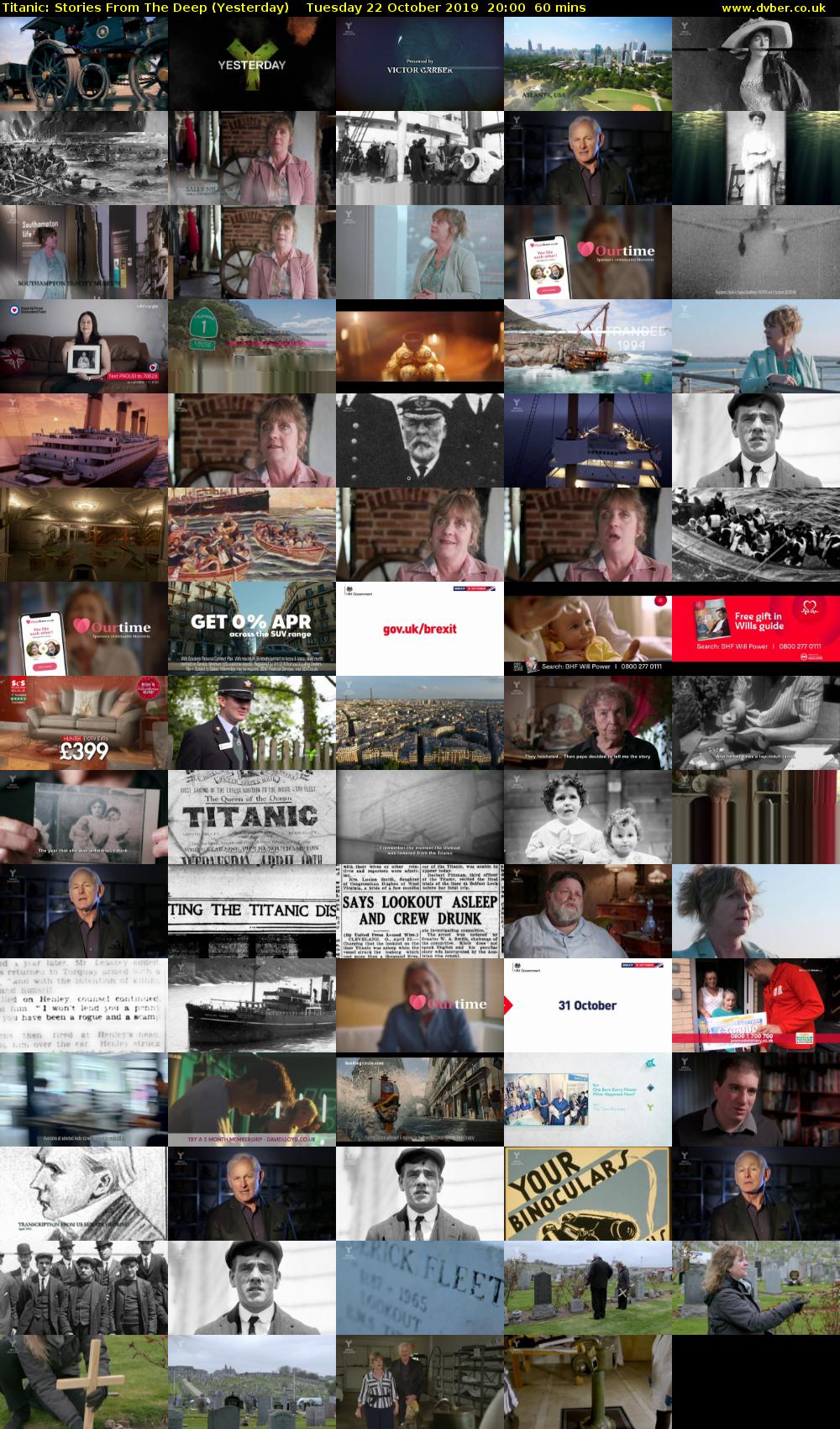 Titanic: Stories From The Deep (Yesterday) Tuesday 22 October 2019 20:00 - 21:00