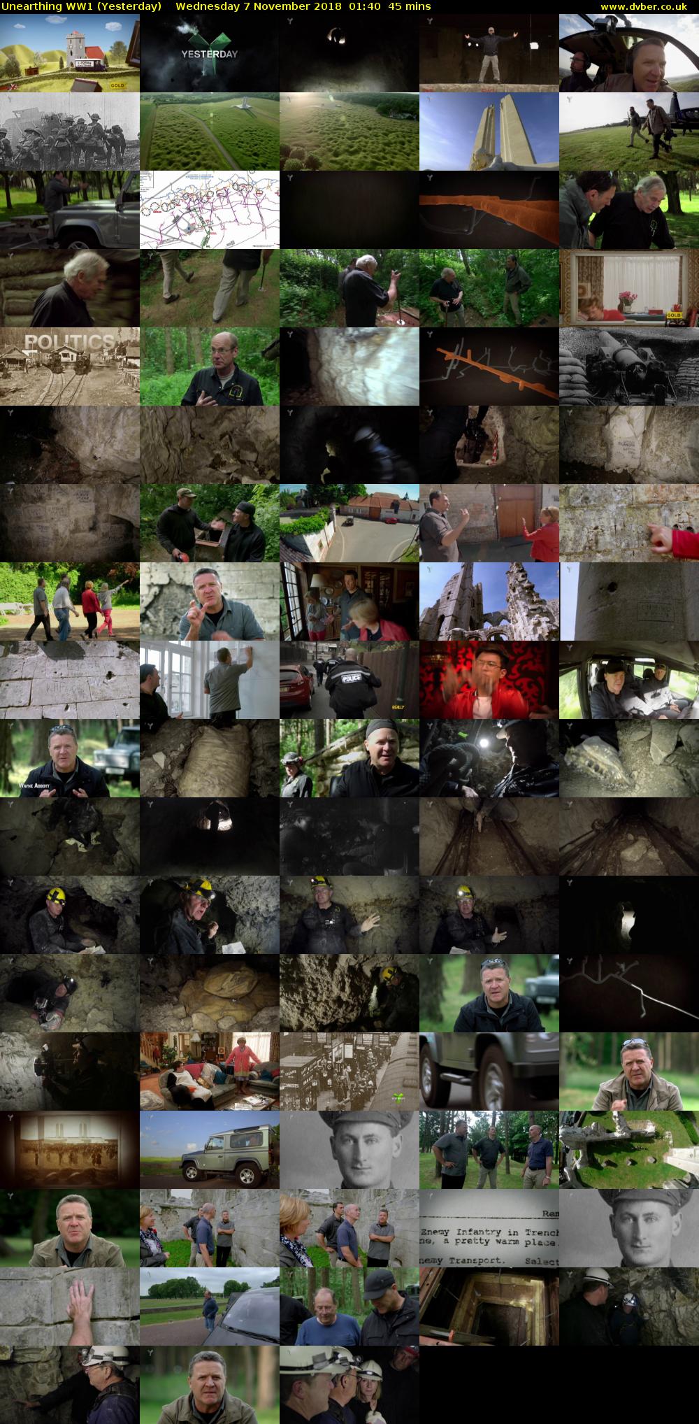 Unearthing WW1 (Yesterday) Wednesday 7 November 2018 01:40 - 02:25