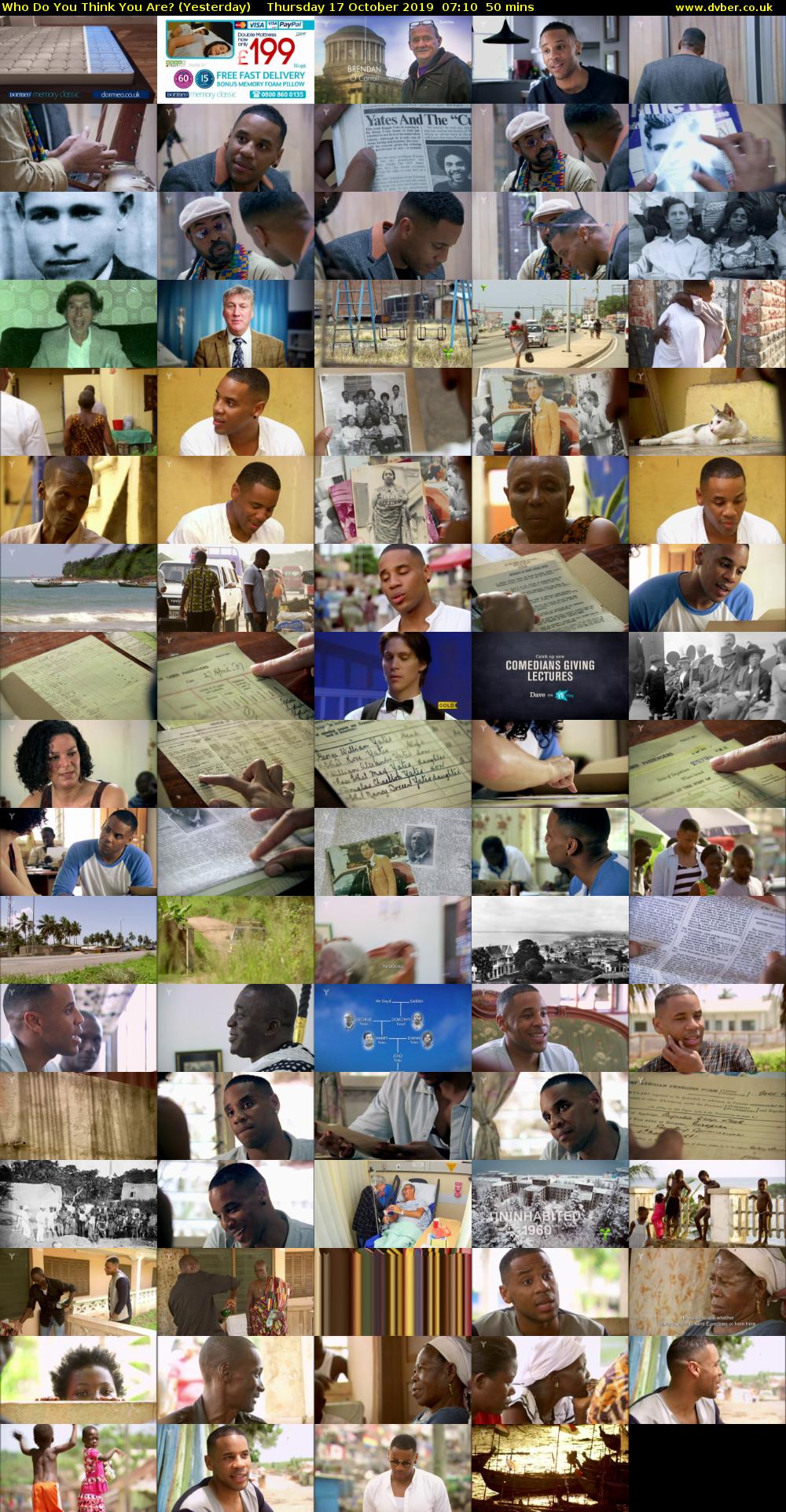 Who Do You Think You Are? (Yesterday) Thursday 17 October 2019 07:10 - 08:00