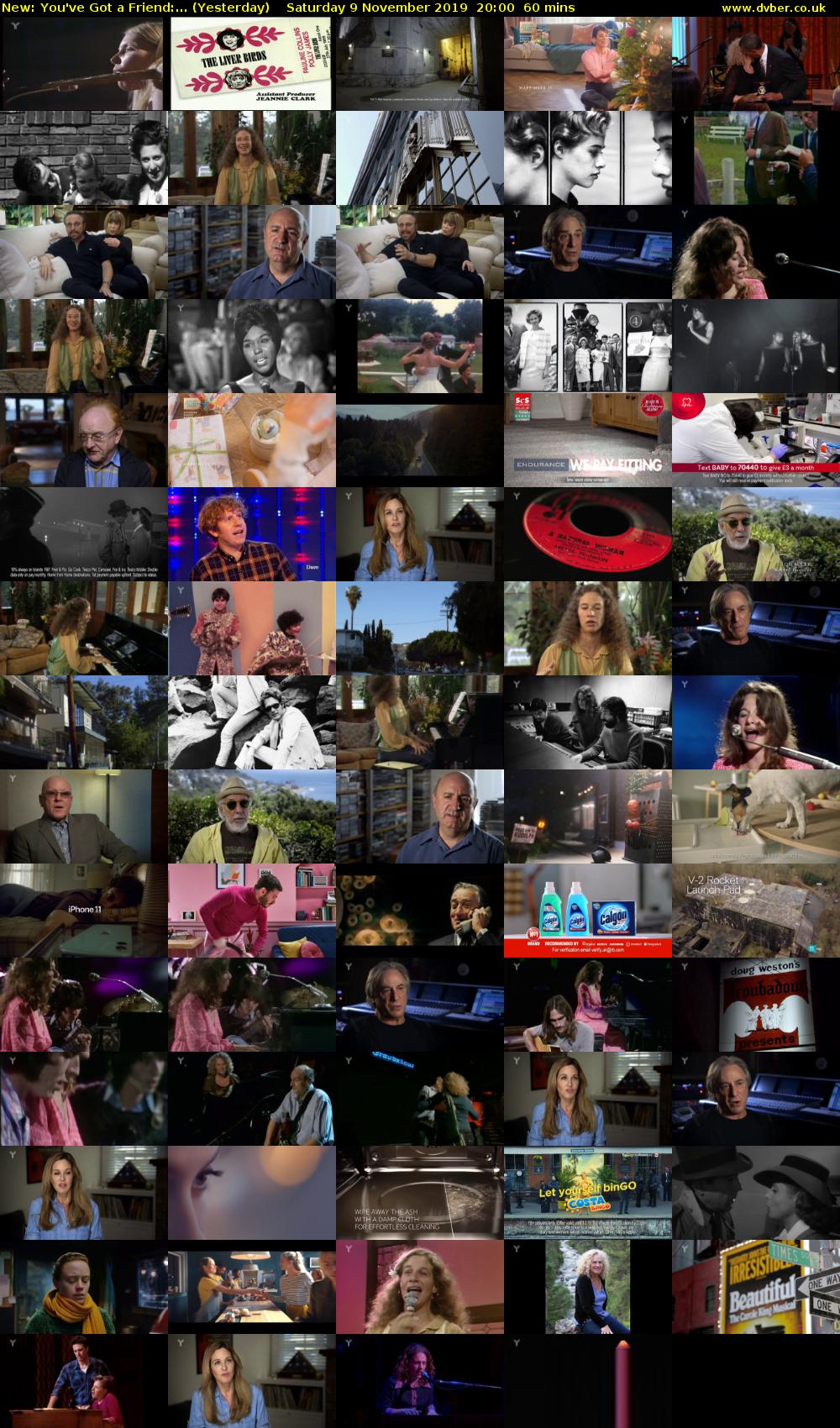 You've Got a Friend:... (Yesterday) Saturday 9 November 2019 20:00 - 21:00