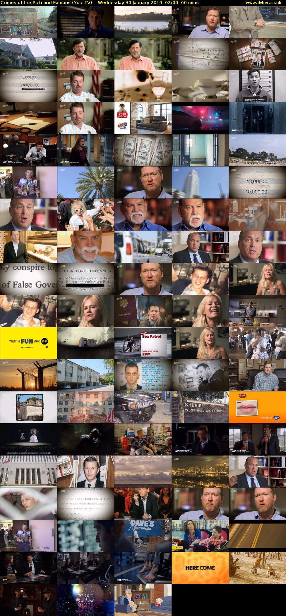 Crimes of the Rich and Famous (YourTV) Wednesday 30 January 2019 02:00 - 03:00