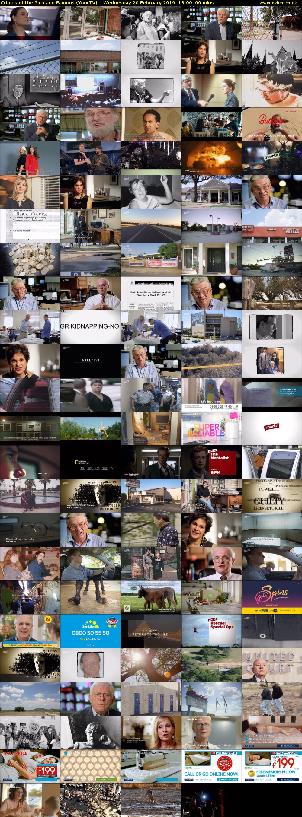 Crimes of the Rich and Famous (YourTV) Wednesday 20 February 2019 13:00 - 14:00