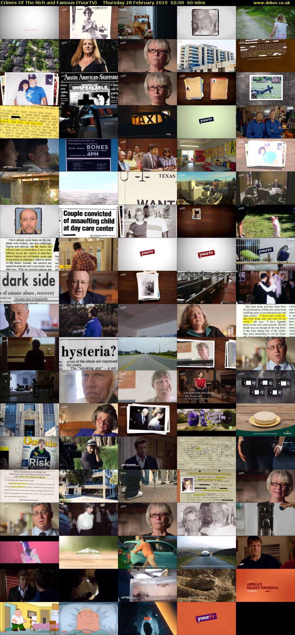 Crimes of the Rich and Famous (YourTV) Thursday 28 February 2019 02:00 - 03:00