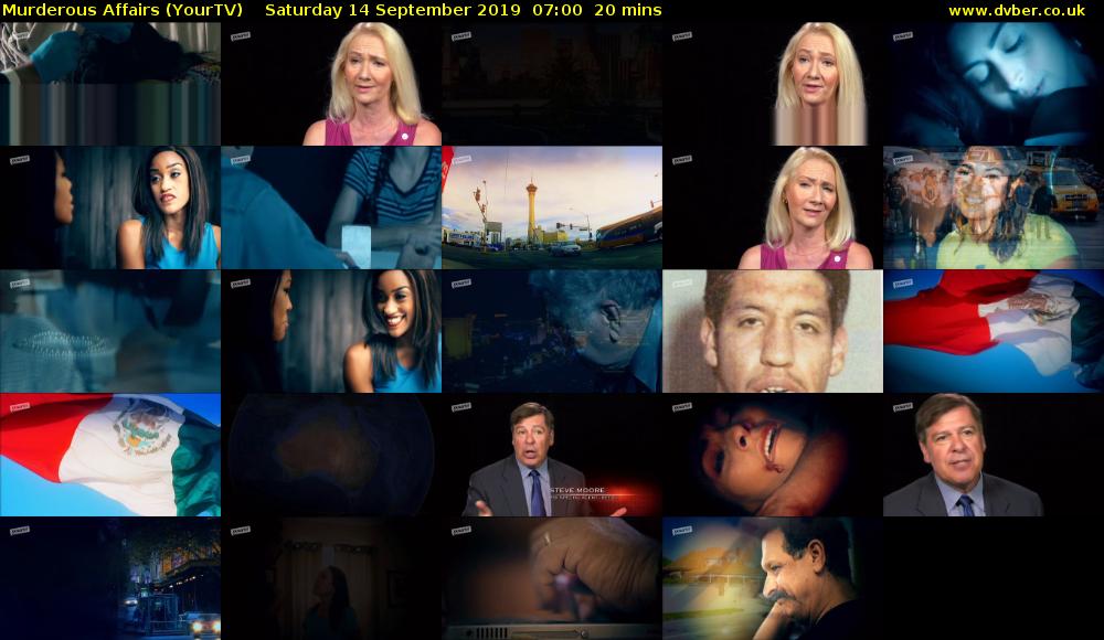 Murderous Affairs (YourTV) Saturday 14 September 2019 07:00 - 07:20