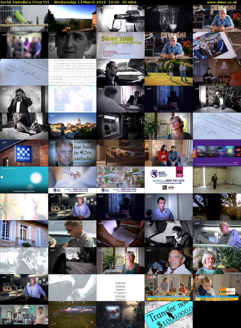 Serial Swindlers (YourTV) Wednesday 13 March 2019 10:00 - 10:30