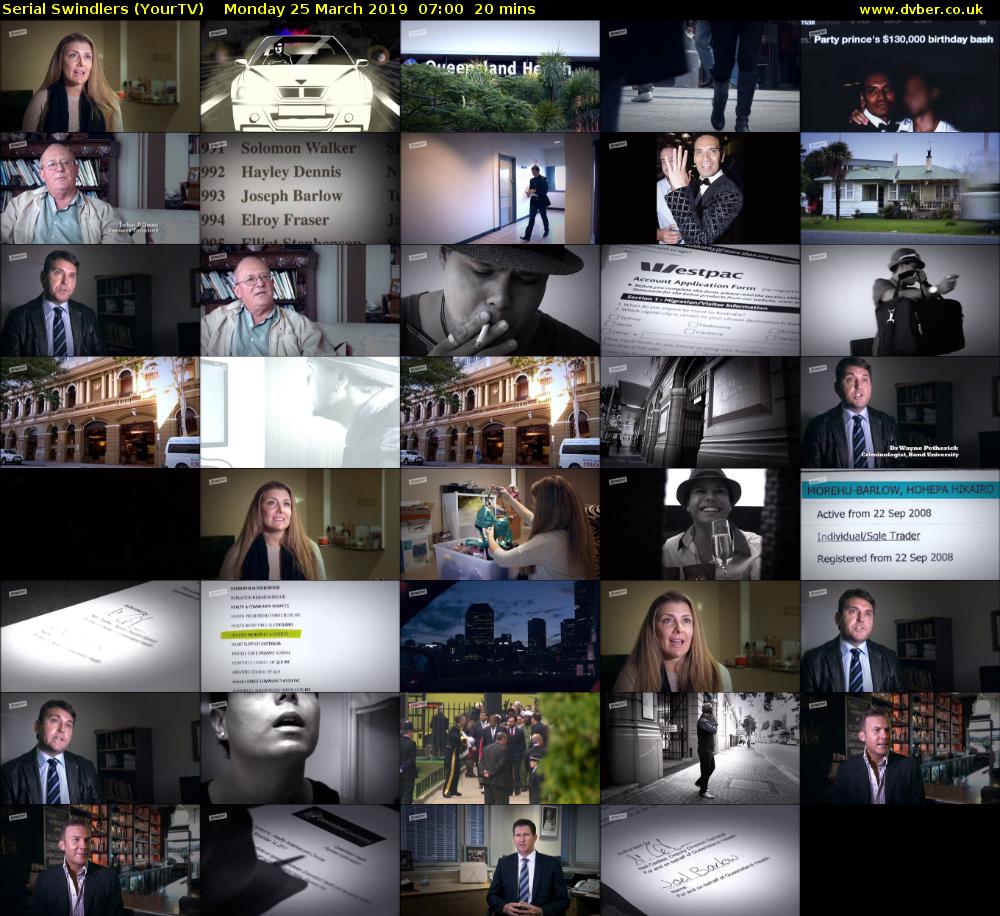 Serial Swindlers (YourTV) Monday 25 March 2019 07:00 - 07:20