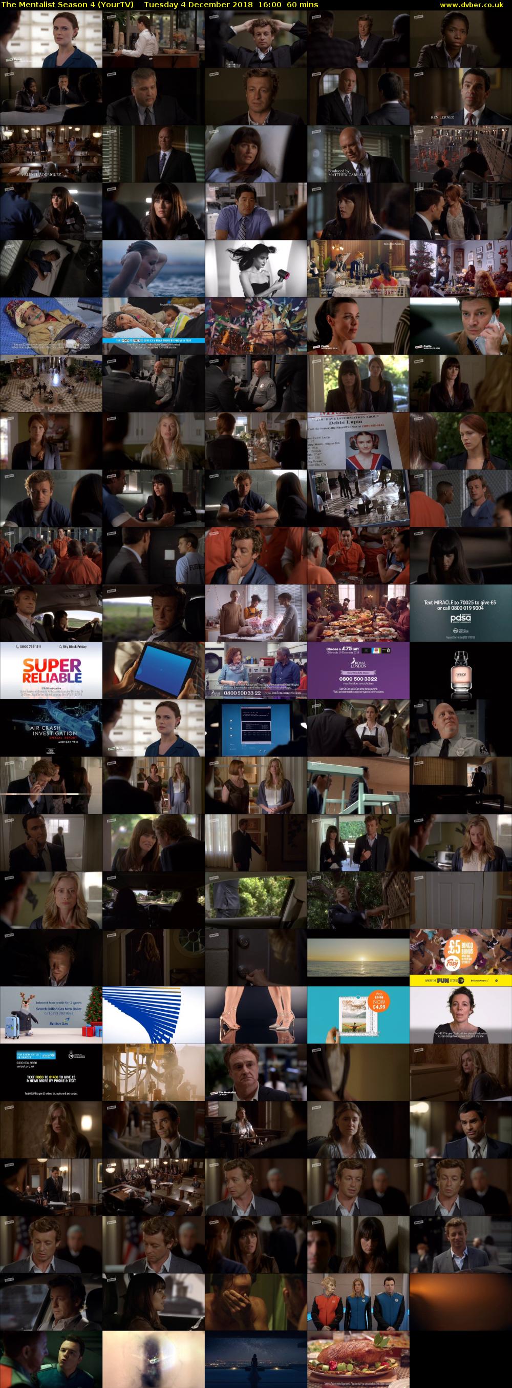 The Mentalist Season 4 (YourTV) Tuesday 4 December 2018 16:00 - 17:00