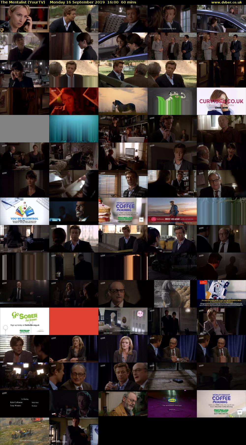 The Mentalist (YourTV) Monday 16 September 2019 16:00 - 17:00