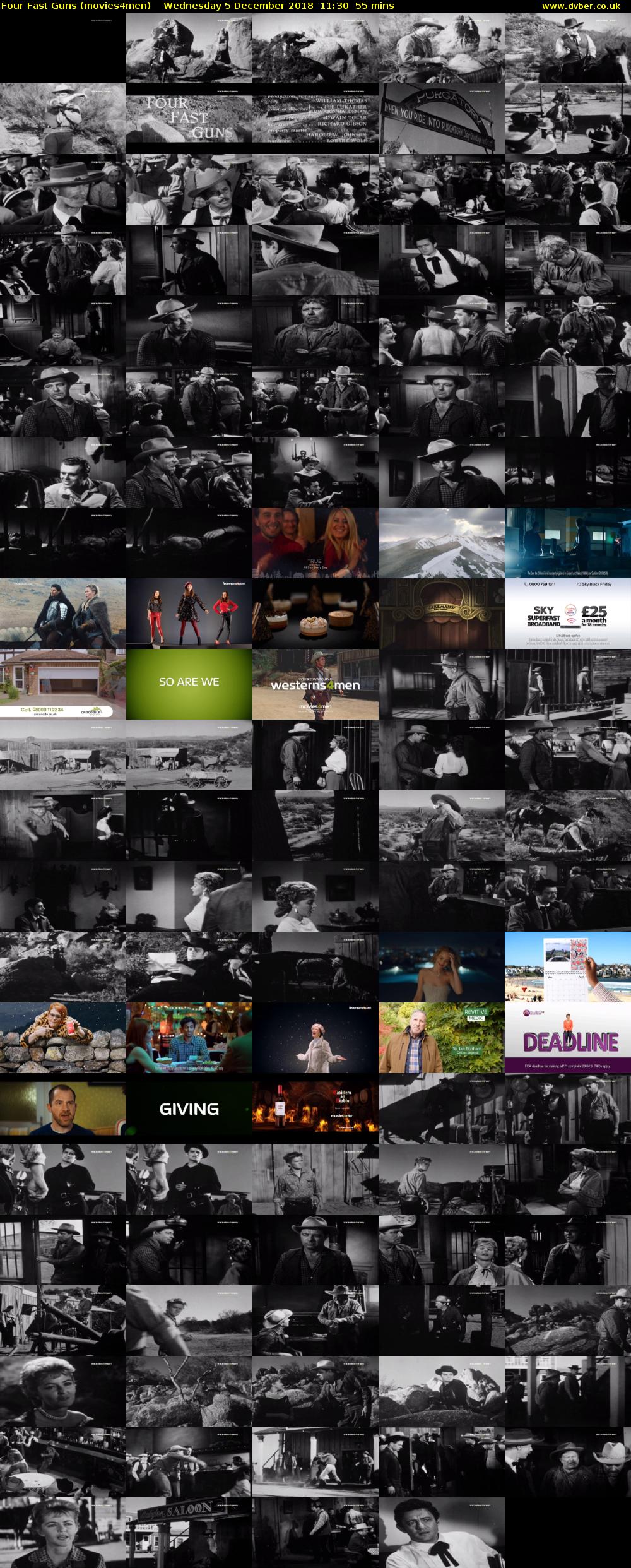 Four Fast Guns (movies4men) Wednesday 5 December 2018 11:30 - 12:25