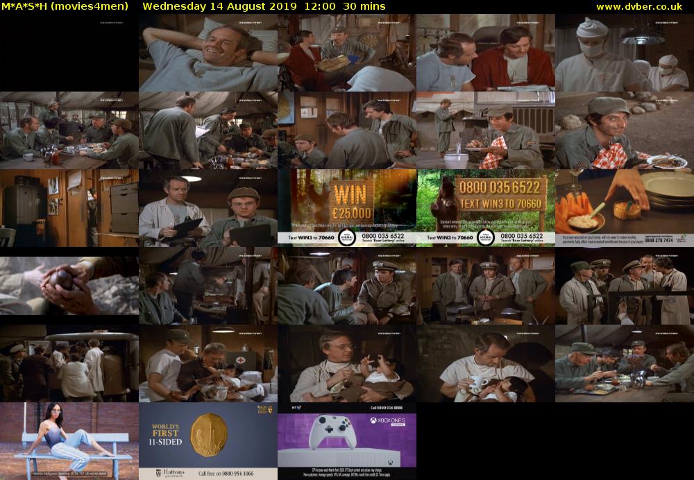 M*A*S*H (movies4men) Wednesday 14 August 2019 12:00 - 12:30
