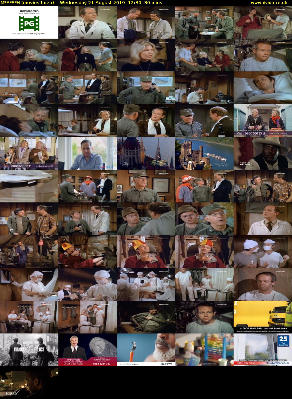 M*A*S*H (movies4men) Wednesday 21 August 2019 12:30 - 13:00