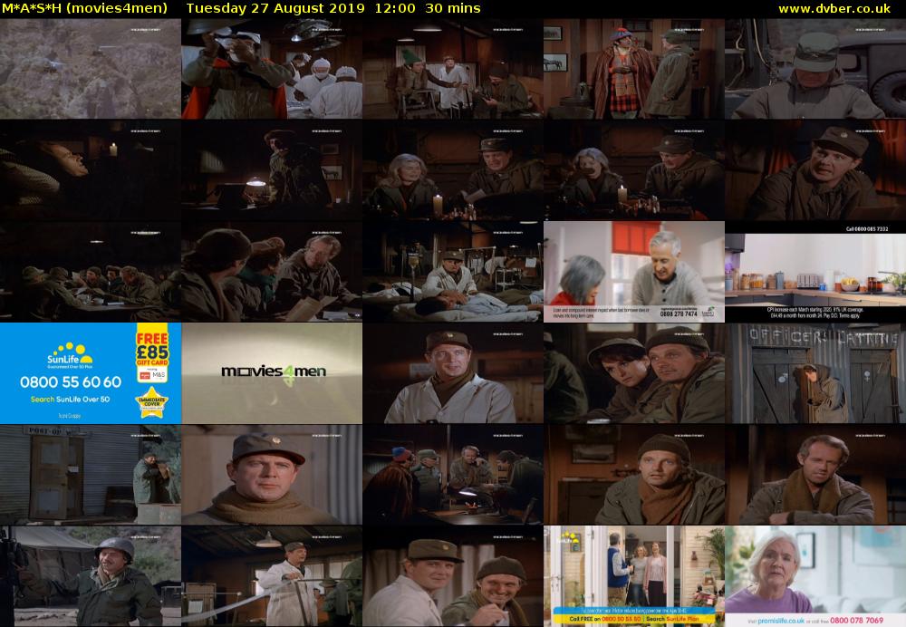 M*A*S*H (movies4men) Tuesday 27 August 2019 12:00 - 12:30