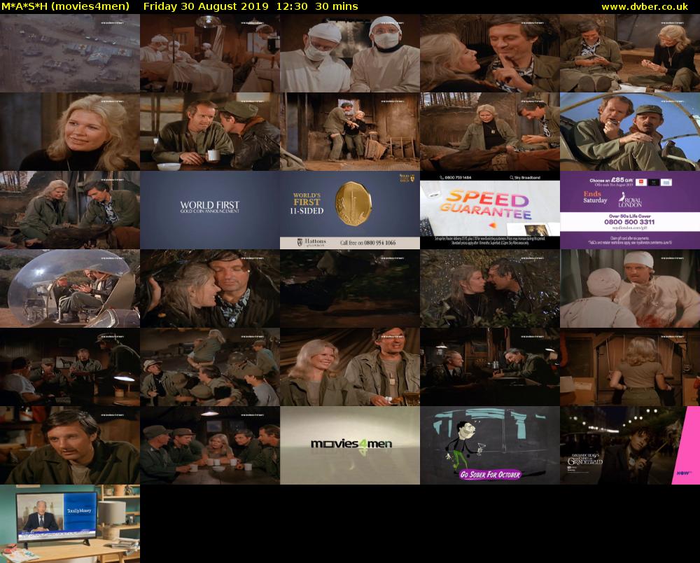 M*A*S*H (movies4men) Friday 30 August 2019 12:30 - 13:00