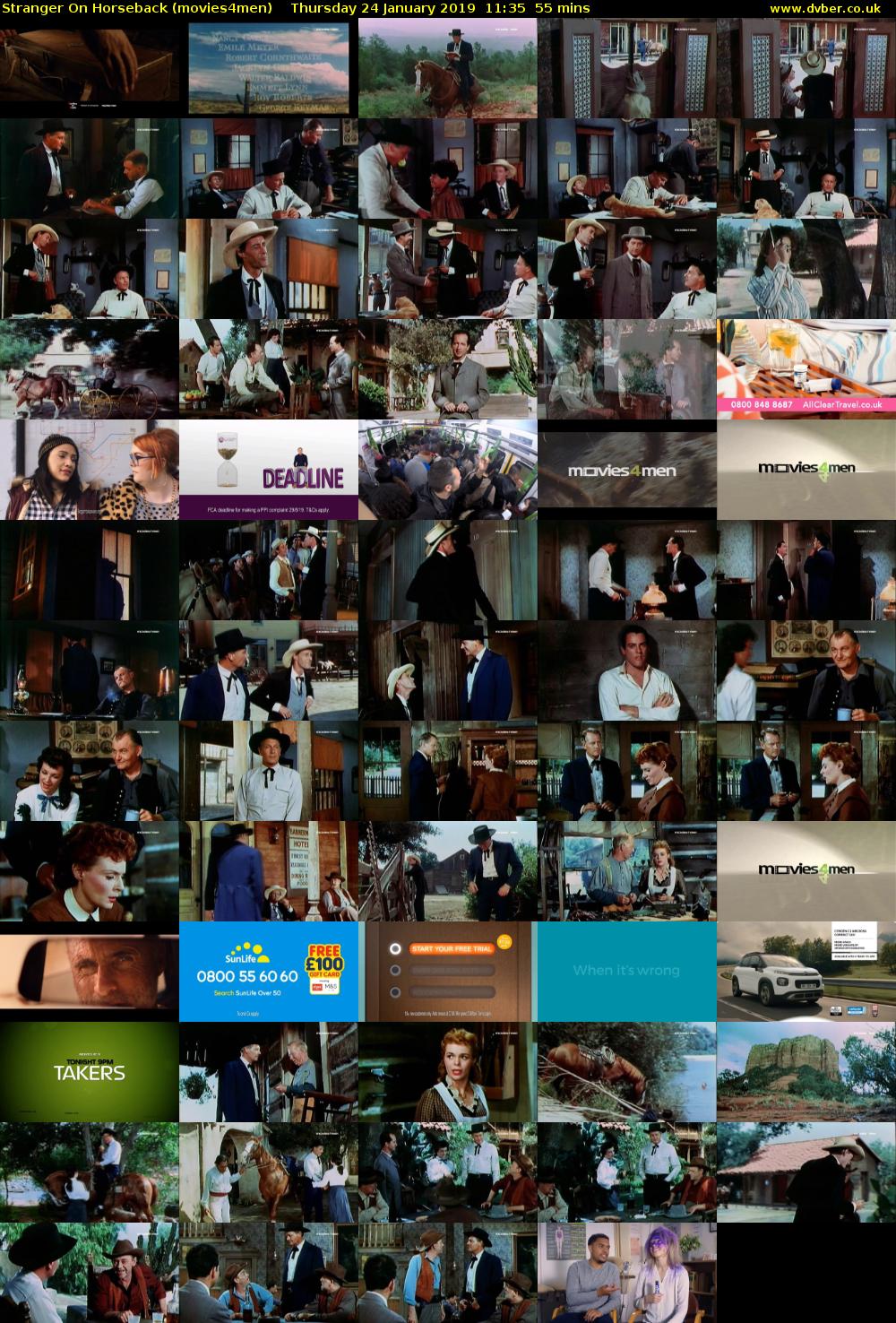 Stranger On Horseback (movies4men) Thursday 24 January 2019 11:35 - 12:30