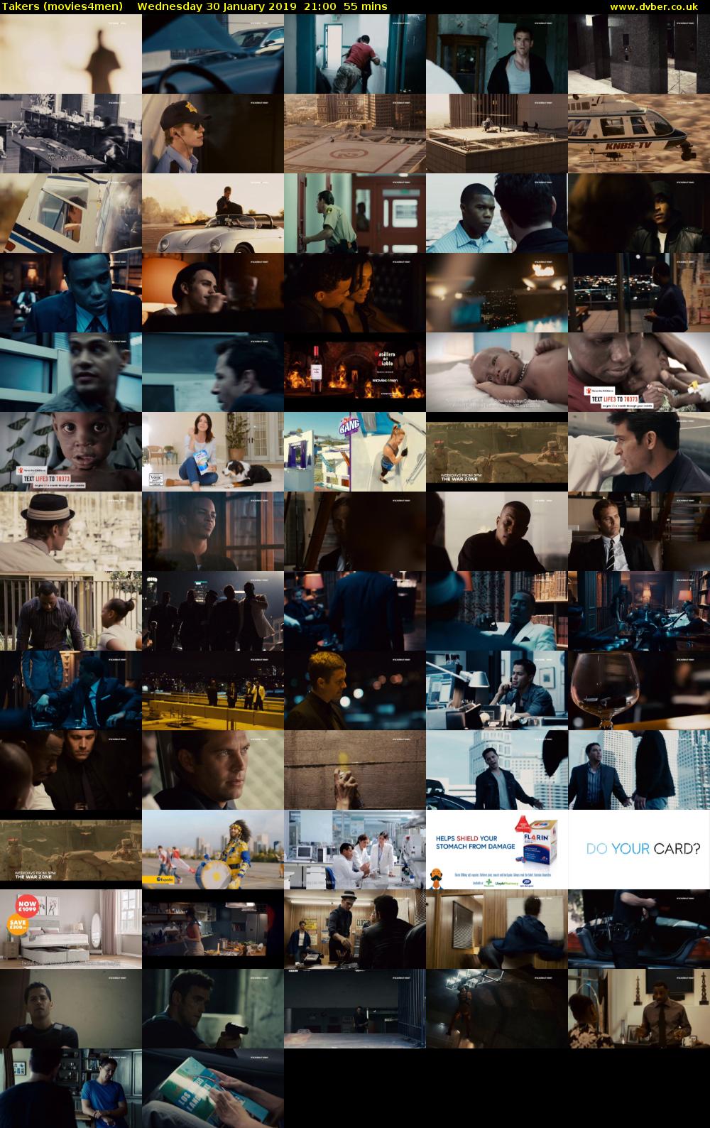 Takers (movies4men) Wednesday 30 January 2019 21:00 - 21:55