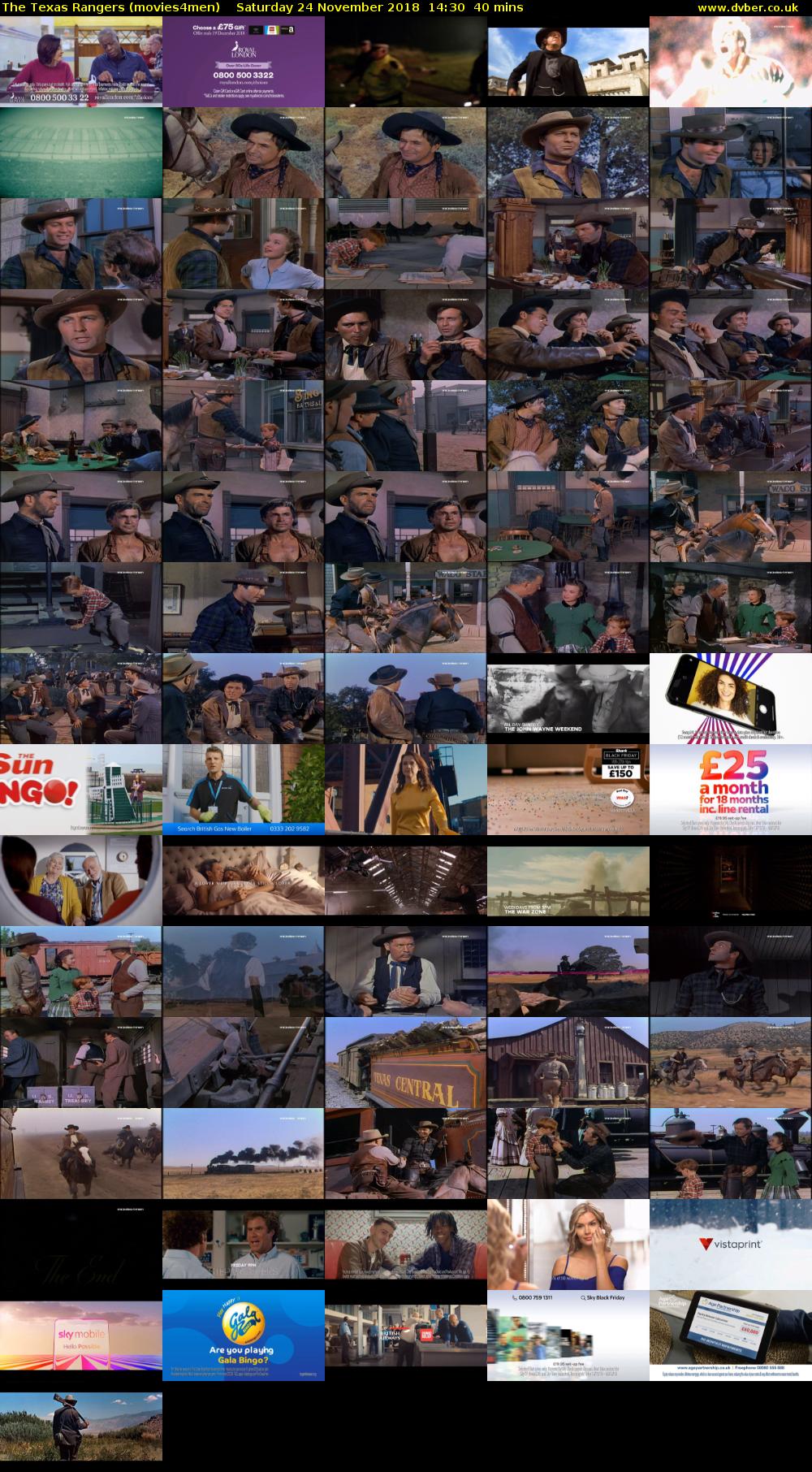 The Texas Rangers (movies4men) Saturday 24 November 2018 14:30 - 15:10