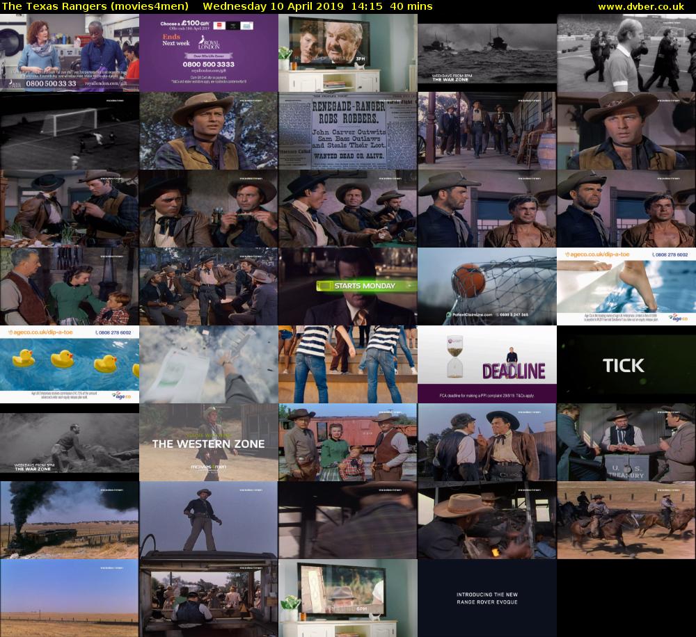The Texas Rangers (movies4men) Wednesday 10 April 2019 14:15 - 14:55